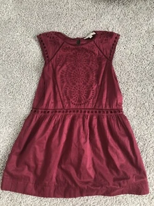 loft dress small 100% cotton burgundy - Picture 1 of 5