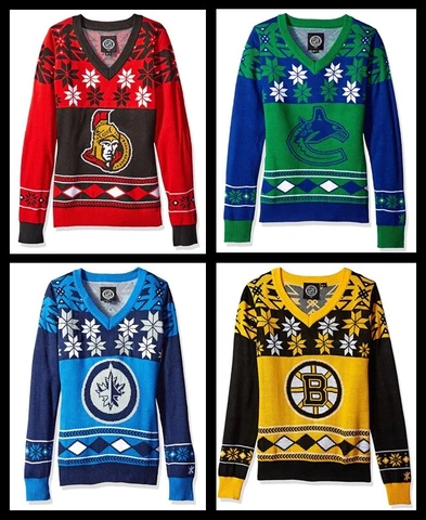 FOCO by KLEW NHL Women's V-Neck Sweater, Senators, Jets, Canucks, Bruins Cover