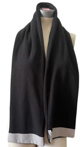 FILA Unisex Black With Grey Trim Knit / Fleece Scarf Warm 60” L x 7.5”W Vintage - Picture 1 of 4