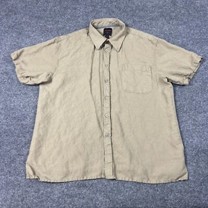 Linea Uomo Shirt Mens 2XL XXL Beige Button Up Short Sleeves Linen Viscose - Picture 1 of 8