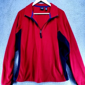 Gap Herren L Jacke Large rot sportliche Passform Fleecepullover 1/4 Reißverschluss Langarm - Bild 1 von 19