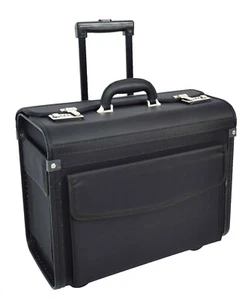 Rolling Pilot Case Professional Wheeled Briefcase Ballistic Nylon Cabin Size Bag - Picture 1 of 8