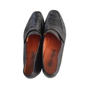Santoni made in Italy Penny Loafers Slip-On Dress Shoes Black US Size 12 - Picture 1 of 13