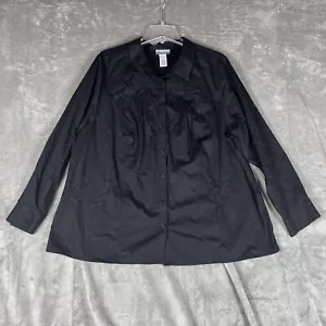 Top donna Catherines 1x manica lunga nero collo bottoni tunica ufficio - Foto 1 di 6