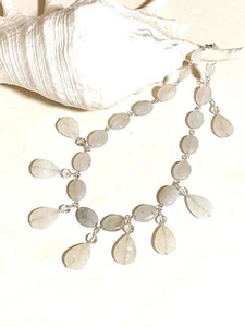 Natural Genuine Gemstone, Tourmalinated Quartz Chandelier Drop Necklace - Picture 1 of 15