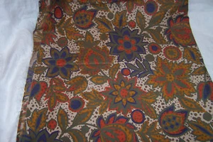 Vintage Concord Textile Tulip and Flowers in Fall Colors Cotton Fabric-1 7/8 yd - Picture 1 of 3