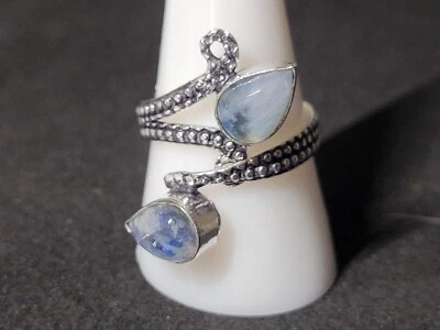 Natural Moonstone Adjustable Silver  Octopus Tentacles Ring 0329 - Image 1 of 4