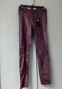 Jordache Skinny Pants Girls Size 16 Denim Jeans Youth Rose Coated Wine New - Picture 1 of 20