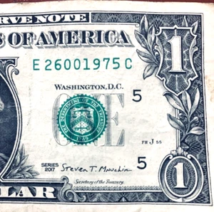 Feb 6 1975 or 2 March1975 : Birthday Note One Dollar Bill E 2-6-00-1975 C - Picture 1 of 3