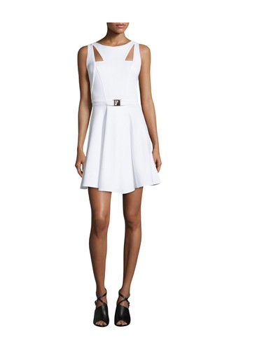 Versace Collection Mini Abito Bianco Senza Maniche Ritaglio A Line Taglia 40 6