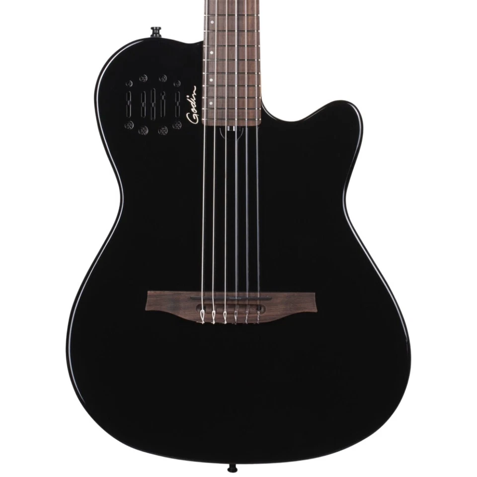 Godin Multiac Mundial Thinline A/E Classical Guitar, Solid Cedar Top, Onyx Black - Image 1 of 3