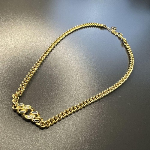 Collana Christian Dior catena oro con pietre nere e trasparenti
