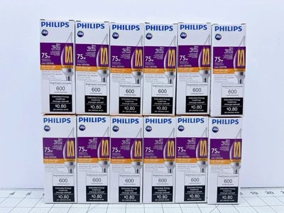 12 Philips 75W (6.6w) BA11 LED Bent Tip Filament Bulb E12 Base 22-2700K Dimmable - Image 1 of 4