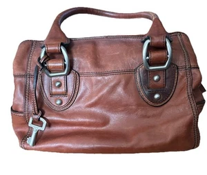 Fossil brown Genuine Leather shoulder bag Purse 75082 Handbag Hang Tag Key - Picture 1 of 8