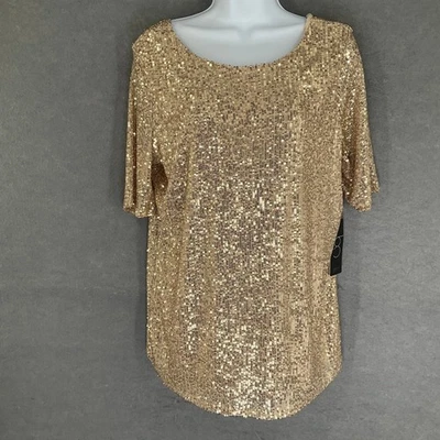 Top Gibson Champagne Forrado con Lentejuelas para Mujer Talla XL Brillante Glamour Fiesta Ocasión Foto 1 de 4