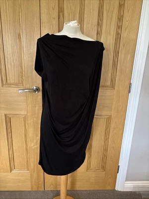 Vivienne Westwood Anglomania Asymmetric Dress Black Jersey Large Vintage 09 Rouc - Image 1 of 4
