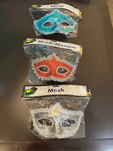 NEW Set of 3 Mardi Gras Masks Costumes Adult - Picture 1 of 3