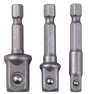 3X Socket Adapter Drill BIts Set Hex Shank 1/4" 3/8" 1/2" Impact Driver Tools - Picture 1 of 6