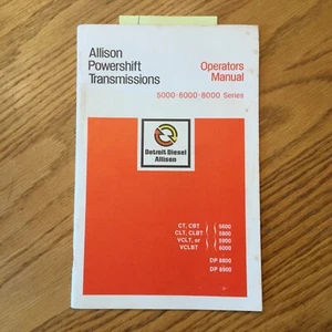 ALLISON TRANSMISSION 5000 6000 8000 SERIE OPERATORE MANUALE MANUTENZIONE AUTOMATICO - Foto 1 di 4