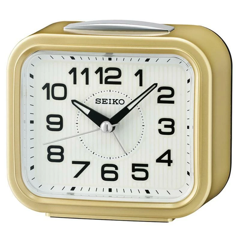 Reloj despertador de cabecera Seiko QHK050G campana con luz de repetición de barrido - dorado metálico Foto 1 de 1