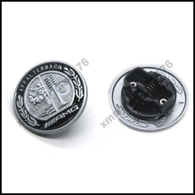 FOR Mercedes AMG Front Hood Emblem Affalterbach Black Apple Badge 57mm - Image 1 of 4