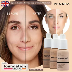 TWIN PACK - Phoera Matte Skin Foundation Full Coverage Face Makeup Concealer UK - Picture 1 of 25