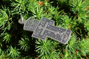 CROSS BEAUTIFUL ! Old STERLING SILVER 925 Icon Pendant amulet jewelry skull vtg - Picture 1 of 16