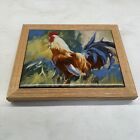 Tile Wood Trivet Rooster Chicken Painting 9.5? 8In Kitchen Artist Exclusive