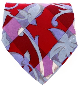 VTG Geoffrey Beene Silk Tie Red & Purple Floral Check Handmade in Italy 59 x 4 - Picture 1 of 3