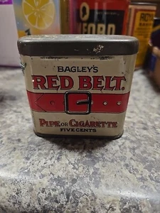 Vintage Bagley's Red Belt Empty Tobacco Pocket Tin with Stamp - Picture 1 of 7