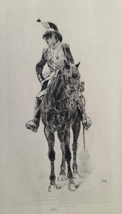 Ernest Meissonier 1815-1891 Officer Cavalry Military Rider Engraved 1870s - Picture 1 of 6