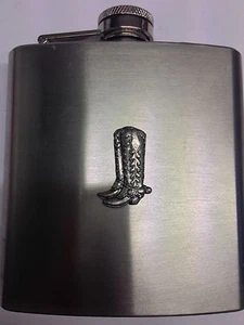 Cowboy Boots PP-W06 English Pewter 6oz Stainless Steel Hip Flask  - Picture 1 of 1
