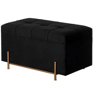 New Bold Tones Large Rectangle Velvet Storage Ottoman with Gold Legs - Picture 1 of 14