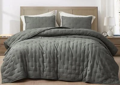 3-Piece Rayon Derived from Bamboo/Polyester Blended Crescent Stitched Quilt Set - Image 1 of 4