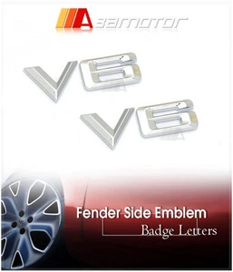 2x V6 Cromo Guardabarros Lateral Emblema Insignia Calcomanía Letra Adhesivo 20mm Alto Ajuste para BMW - Imagen 1 de 1