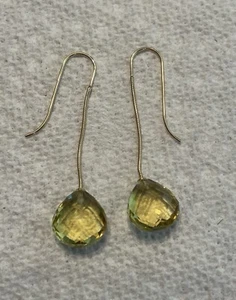 14K Gelbgold echte Zitronen Citrin Ohrhänger/Hänger - Bild 1 von 2