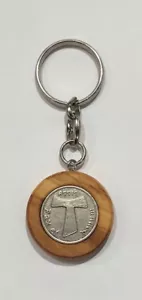 Portachiavi con medaglia con Tau e legno di ulivo in lotti in OFFERTA !!! - Imagen 1 de 1