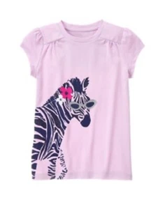 New Gymboree Girl Purple Safari Zebra Flower Metallic Short Sleeve Top 4 4T - Picture 1 of 3