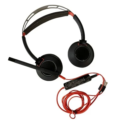 Plantronics Poly Blackwire C5220 Black/Red On the Ear Headset USB Good - Image 1 of 4