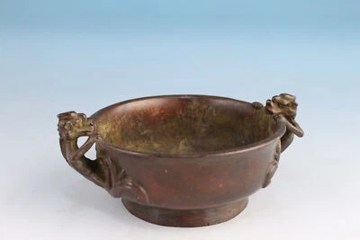 Estatua de dragón de bronce chino estatuilla decoración del hogar quemador de incienso olla Foto 1 de 4