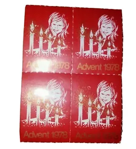 Advent 1978 Seals Stamps.  Red.  4 Count. Cinderellas  - Picture 1 of 2