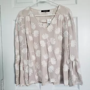 NWT Sugar Lips Boho Top Sz S Embroidered Ferns Demure Fairycore Cottagecore Twee - Picture 1 of 9