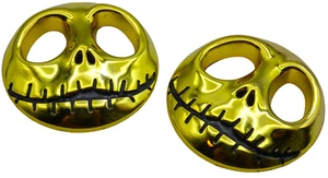 2x 3D Metal Jack Skellington Skull Pumpkin Face Sticker Decal Emblem Car (Gold) - Picture 1 of 6