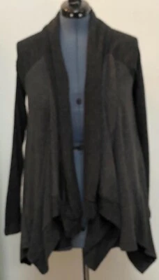 Cárdigan Suéter Cecico M Gris Carbón Manga Larga Cortina Frente Abierto Lagenlook Foto 1 de 4