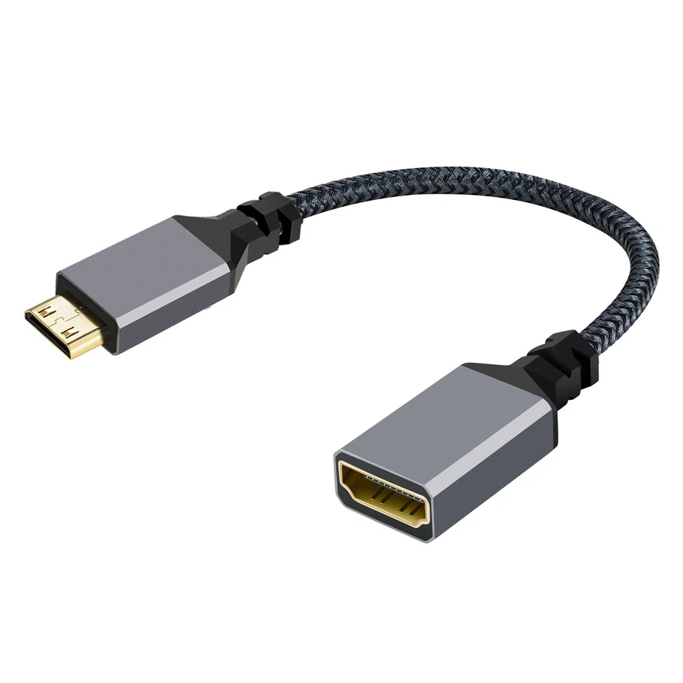 CABLECY 4K Typ-C MINI HDMI 1.4 Stecker 90 Grad nach unten abgewinkelt auf HDMI Buchse Kabel - Bild 1 von 4