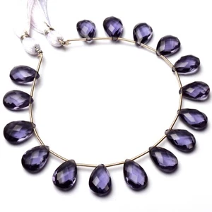 Iolite Color Quartz 14x9 mm Size Faceted Pear Shape Briolette Beads 7" Strand - Picture 1 of 5