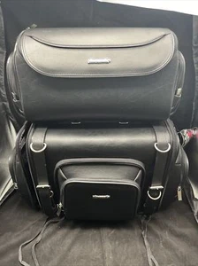 CC@7.95 Tourmaster Coaster Large Black Leather Bag Sissybar Stackable Luggage - Foto 1 di 10