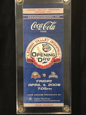 2008 Lehigh Valley Ironpigs Opening Day Collectible Ticket Cover