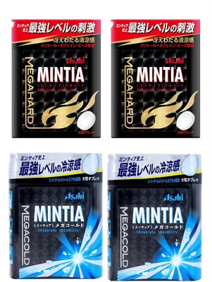 ASAHI FOODS Strong Breath Mints: Asahi Mintia: Mega Hard x 2 Mega x 2 Cold Packs Japanese