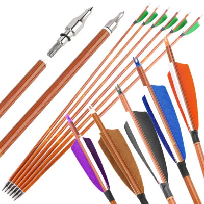 30" Carbon Arrows 4" Turkey Feather SP500 Archery Recurve Compound Bow Hunting - Image 1 of 4